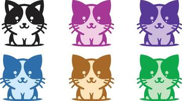 Vibrant Collection of Cat Logo Designs in Various Colors Styles and Themes vector