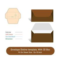 Envelope Size 6.75 x 3.75, Dieline template, And 3D Box, File vector