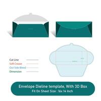 Envelope Dieline template, And 3D Box, Size 10.375 x 4.5, File vector