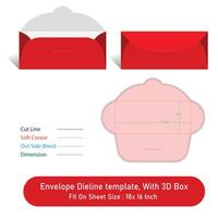 Envelope Dieline template, And 3D Box, Size 11.5 x 5 in, File vector