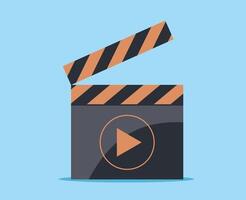 Board clapperboard and play button icon vector