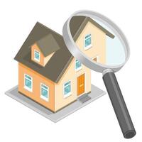 Modern Home House Examination Searching Testing Concept - Color Isometric Icon Illustration vector