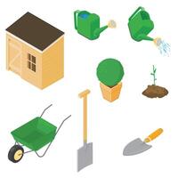 Gardening Growth Icon Collection Set with Worksheet and Tools - Color Illustration vector