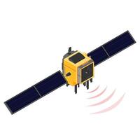 Telecommunications Satellite Modern Technology Communications Orbital Device - Color Isometric Icon Illustration vector