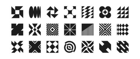 Discover and explore a captivating collection of postmodern abstract geometric forms that prominently feature elements of refraction, distortion, and nostalgic vintage Y2K design aspects vector