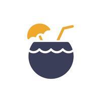 A vibrant and colorful icon of a delightful tropical drink complete with a straw and a fun umbrella, vividly capturing the essence of carefree summer relaxation and enjoyable leisure activities vector