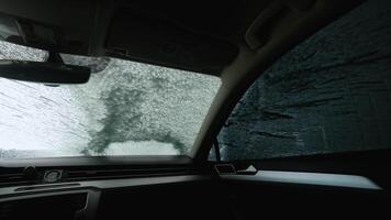 Foam Application on Car Windshield - Interior View video