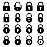Diverse Collection of Black and White Lock Icons vector