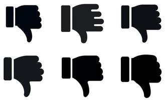 Set of simple black and white thumbs up and down icons. vector