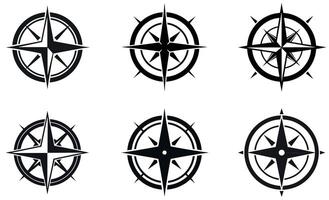 black compass rose designs on a plain white background vector