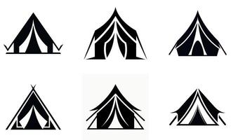 simple black silhouette of a camping tent icon design vector