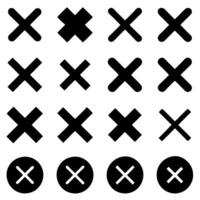 A seamless pattern featuring a repeating grid of black X icons in white circles. vector
