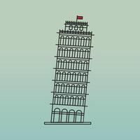 Leaning tower of Pisa icon black outline, illustration design art vector