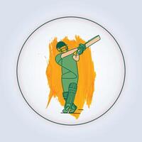 Cricket batter men playing shots with light green helmets and pads, white background vector