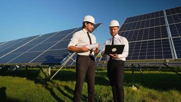 Engineers Review Solar Power Station Performance Metrics video