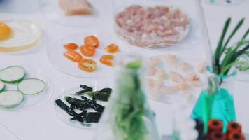 A table with various food items on it video