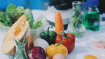 Various vegetables and eggs on a table video