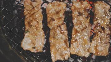 Grilled pork ribs on a grill video