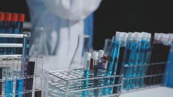 A laboratory with many test tubes and tubes video