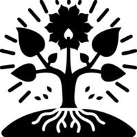 Abstract Flourishing Tree Silhouette with Roots and Leaves for Nature Art and Design vector