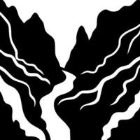 Abstract Mountain Landscape with River Flow Line Art for Graphic Design and Decoration vector