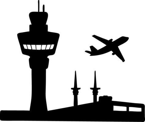 Airplane Control Tower Silhouette for Aviation and Travel Design