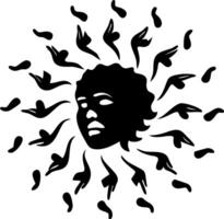 Abstract Face Surrounded by Artistic Hand Silhouettes for Creative Design Projects vector