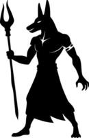 Ancient Egyptian Anubis Silhouette Art for Mythology Tattoos and Design vector
