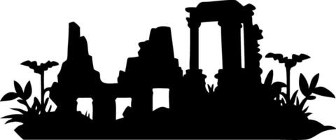 Ancient Ruins Silhouette Illustration for Art and Design Projects vector