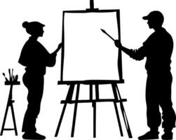 Artist Silhouette Drawing on Canvas Ideal for Illustration and Design Projects vector