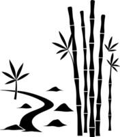 Bamboo Forest Silhouette with Winding Path for Asian Art and Design Projects vector
