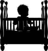 Baby Silhouette in Crib Perfect for Nursery Decor and Infant Art Projects vector