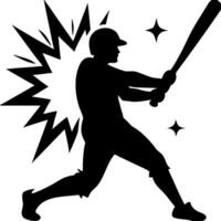 Baseball Player Silhouette Swinging Bat Dynamic Illustration vector