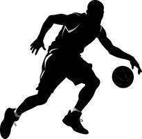 Basketball Player Silhouette Dribbling Art for Sports Graphics Design vector