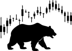 Bear Market Silhouette with Financial Stock Chart Candle Sticks vector