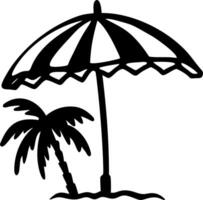 Beach Umbrella and Palm Tree Silhouette for Tropical Theme Designs vector