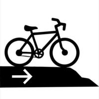 Bicycle on Slope Silhouette with Directional Arrow for Design and Illustration vector