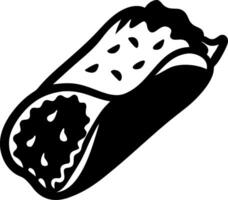 Black and White Burrito Illustration for Culinary Art and Design Projects vector