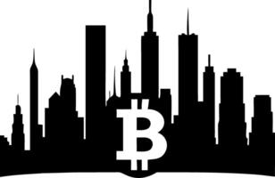 Bitcoin City Skyline Illustration for Cryptocurrency and Finance Projects vector