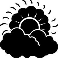Black And White Sun Behind Clouds Illustration For Weather Apps And Prints vector
