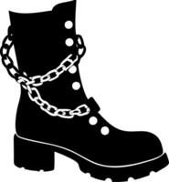 Black Combat Boot With Chains Illustration for Fashion and Design Projects vector