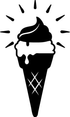 Black Ice Cream Cone Illustration for Tattoo and Design Use