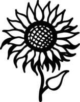 Black Outline Sunflower for Crafting and Artistic Design Projects vector