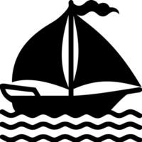 Black Sailboat Silhouette on Waves Design for Nautical Decor and Graphics vector