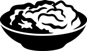 Black Silhouette Bowl of Mashed Potatoes for Food Design and Illustration Projects vector