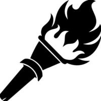 Black Silhouette Flaming Torch Symbolizing Inspiration and Victory Art vector