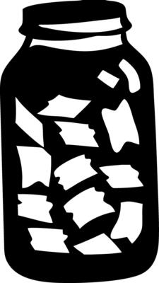 Black Silhouette Jar with Paper Pieces for Design and Decoration