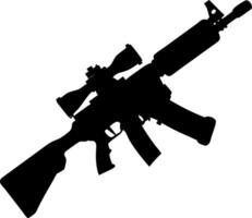 Black Silhouette of Tactical Rifle Side View for Military Design and Illustration vector