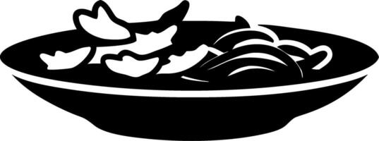 Black Silhouette Pasta Plate Illustration for Culinary Design Projects vector