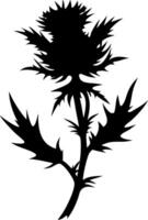 Black Silhouette Thistle for Tattoo and Design Projects vector